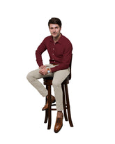 BURN MAROON SOLID PLAIN COTTON SHIRT